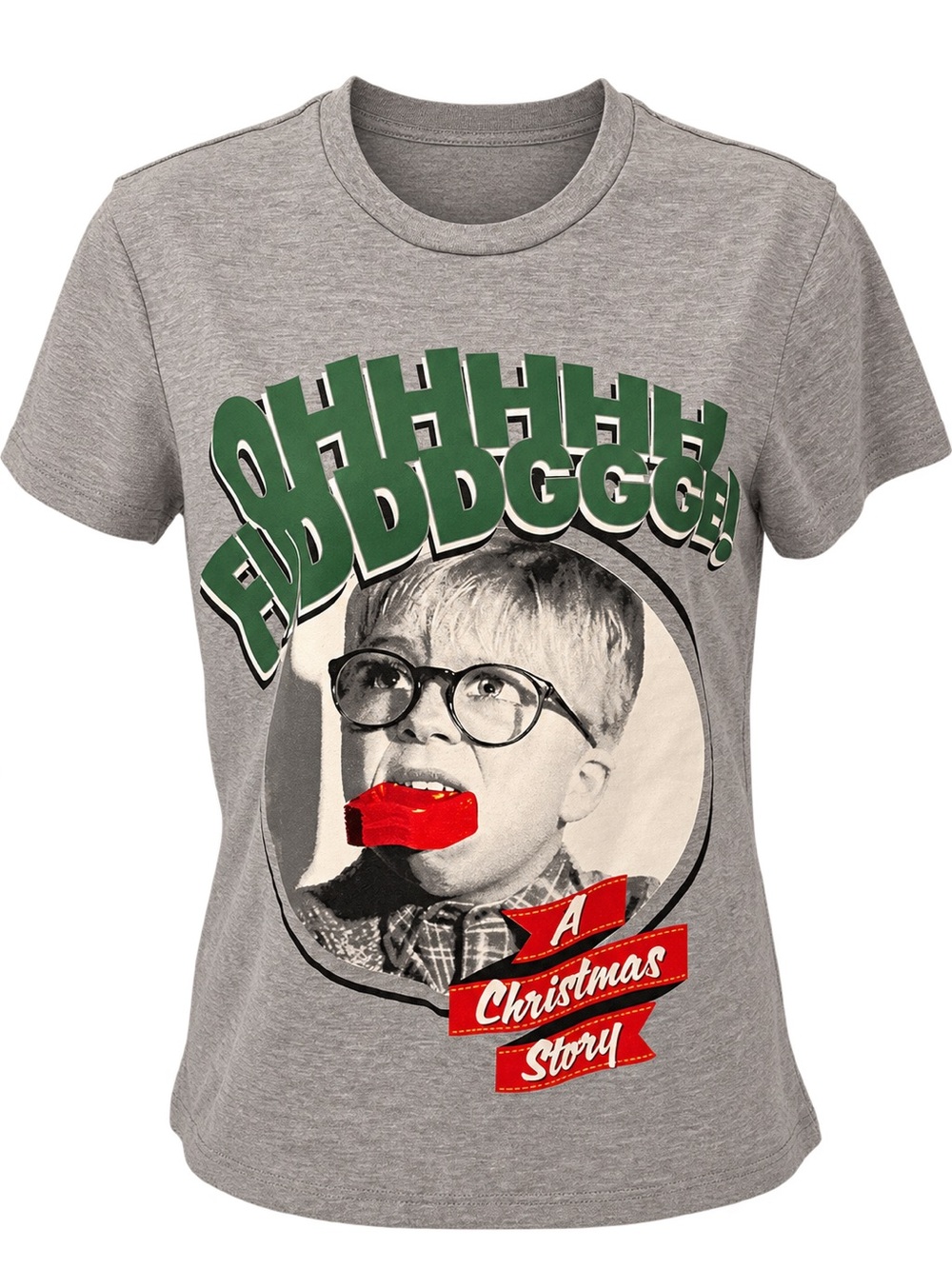 A Christmas Story Ralphie Oh Fudge Graphic Tee Gray Size Small